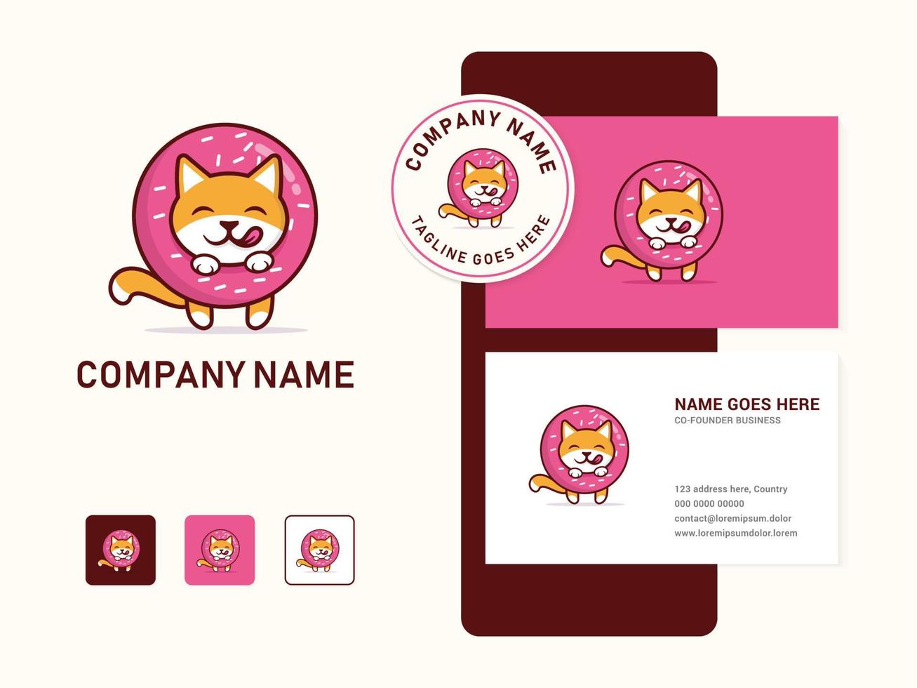 modelo de design de logotipo de mascote de cachorro rosquinha isolado de qualidade premium vetor