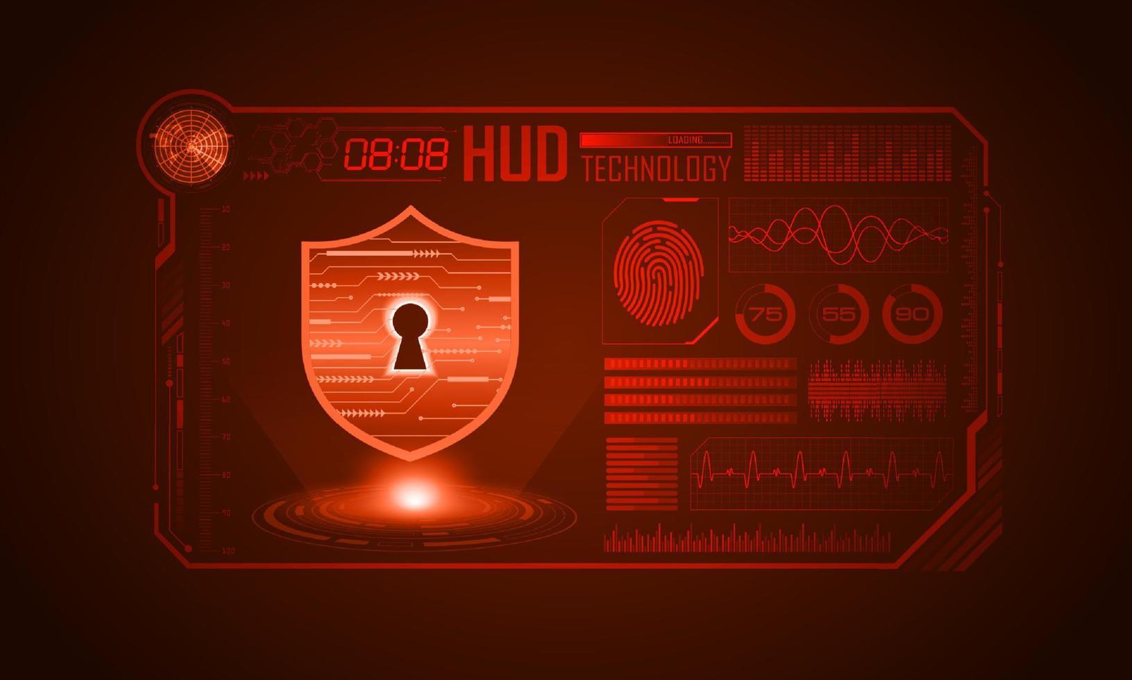 fundo de tela de tecnologia hud moderna com cadeado vetor