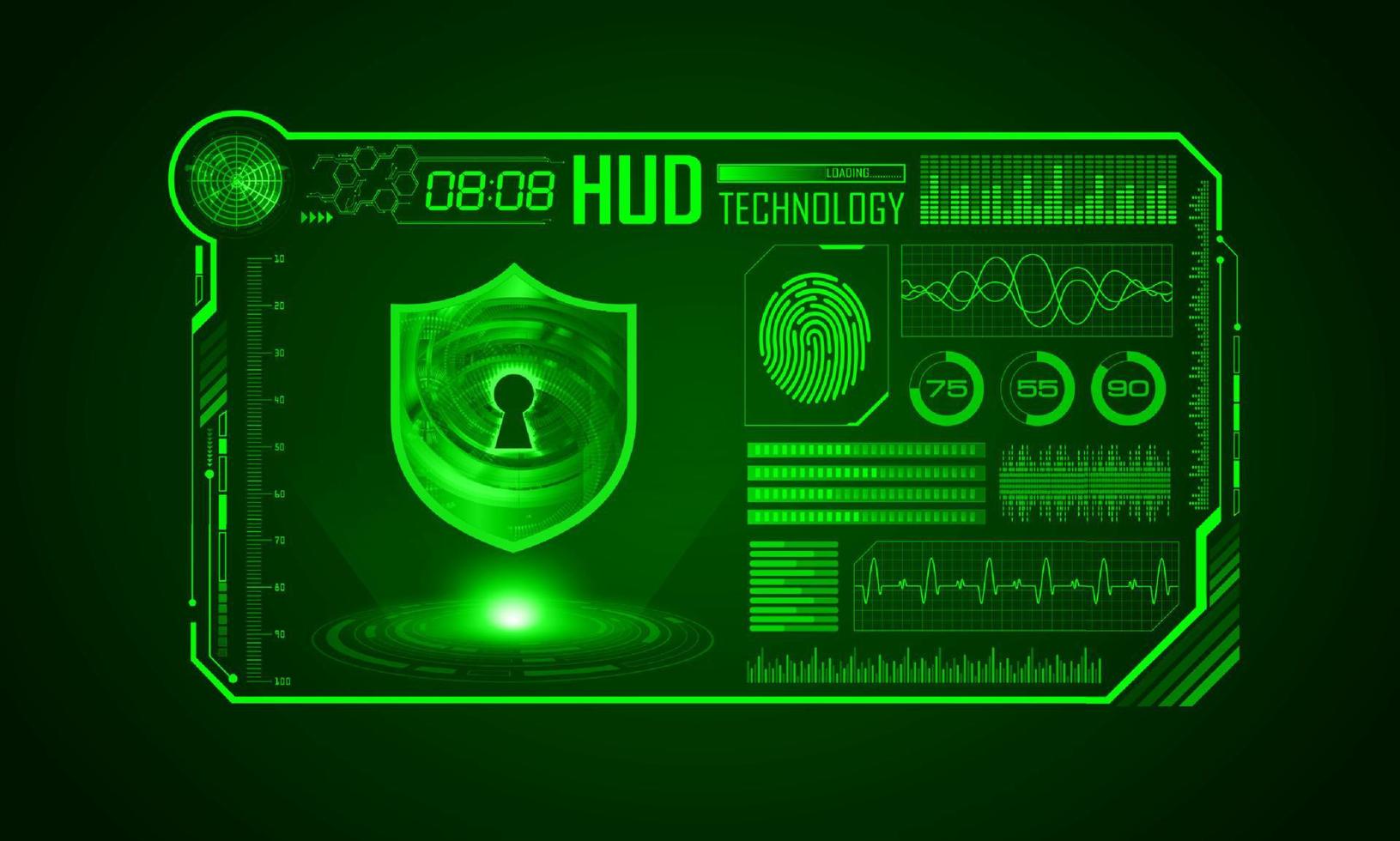 fundo de tela de tecnologia hud moderna com cadeado vetor