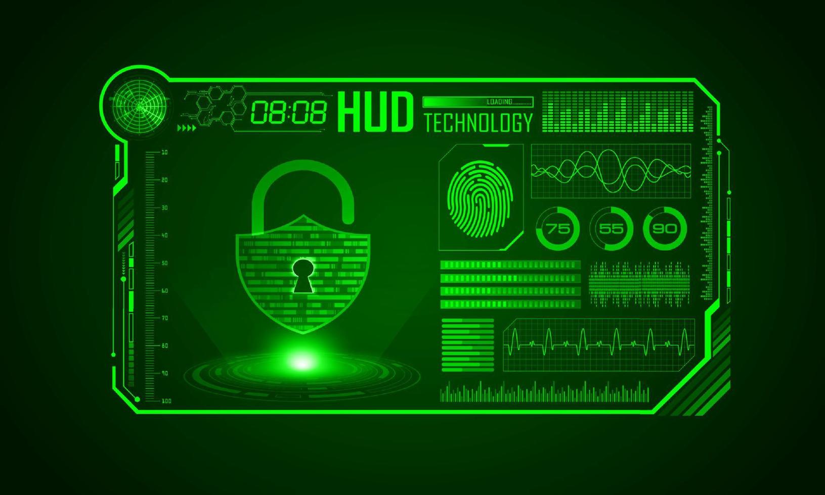 fundo de tela de tecnologia hud moderna com cadeado vetor