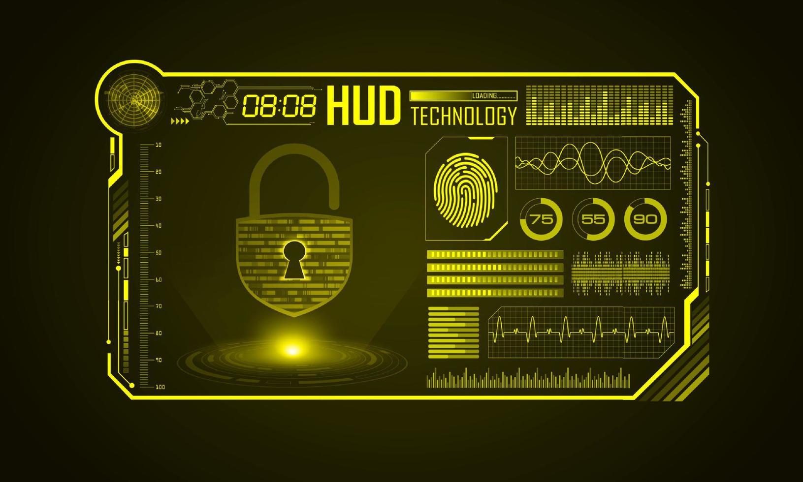 fundo de tela de tecnologia hud moderna com cadeado vetor