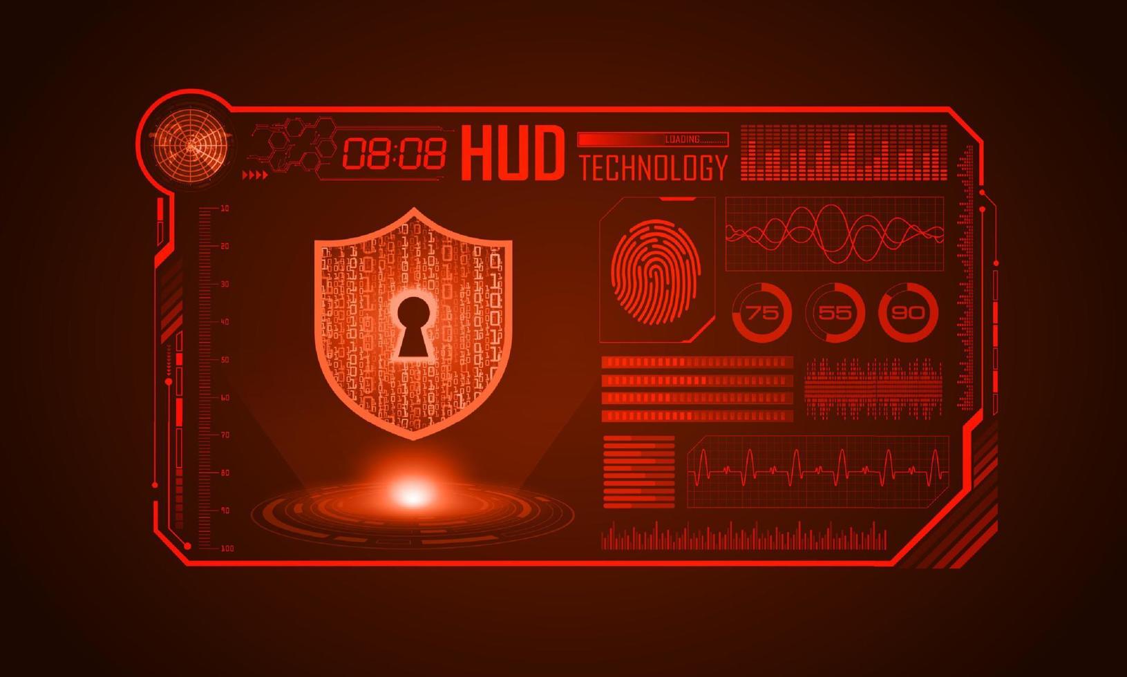 fundo de tela de tecnologia hud moderna com cadeado vetor
