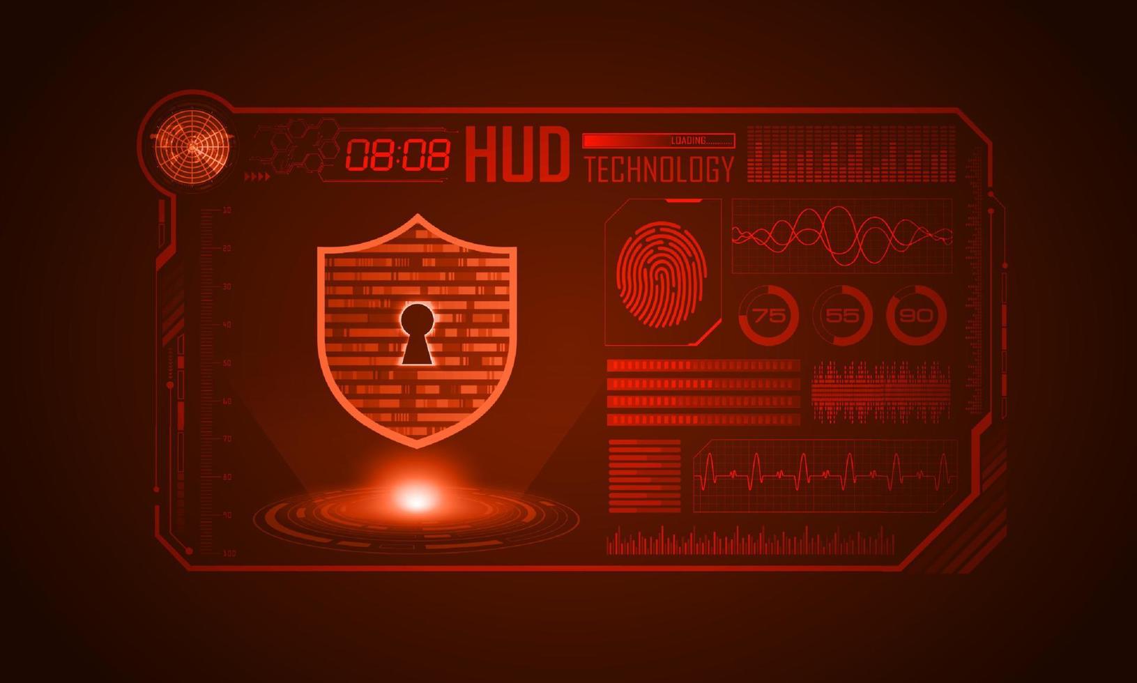 fundo de tela de tecnologia hud moderna com cadeado vetor