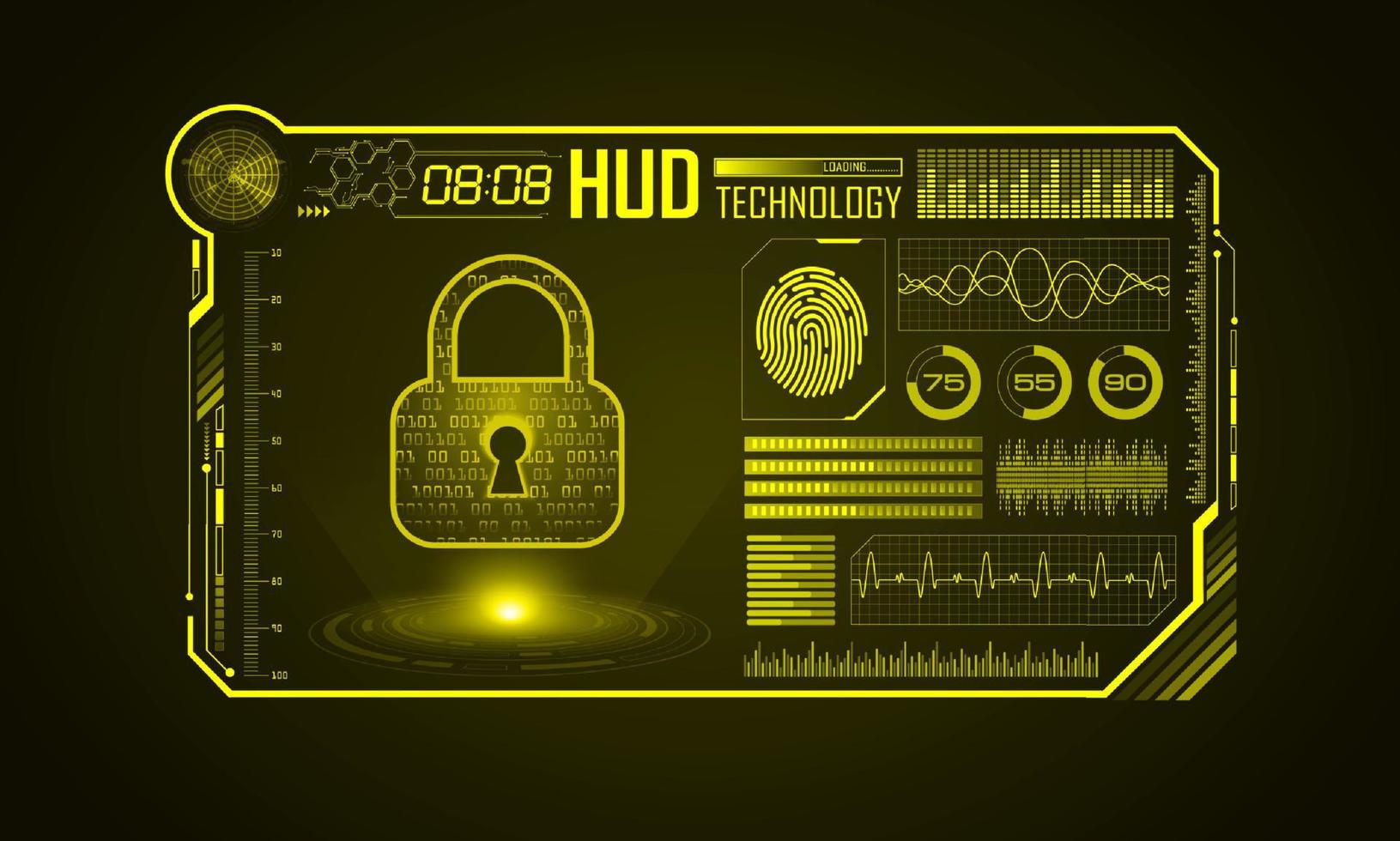 fundo de tela de tecnologia hud moderna com cadeado vetor