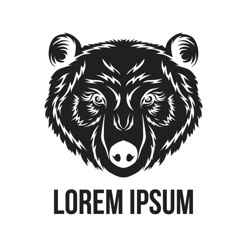 modelo de vetor de logotipo de cabeça de urso preto