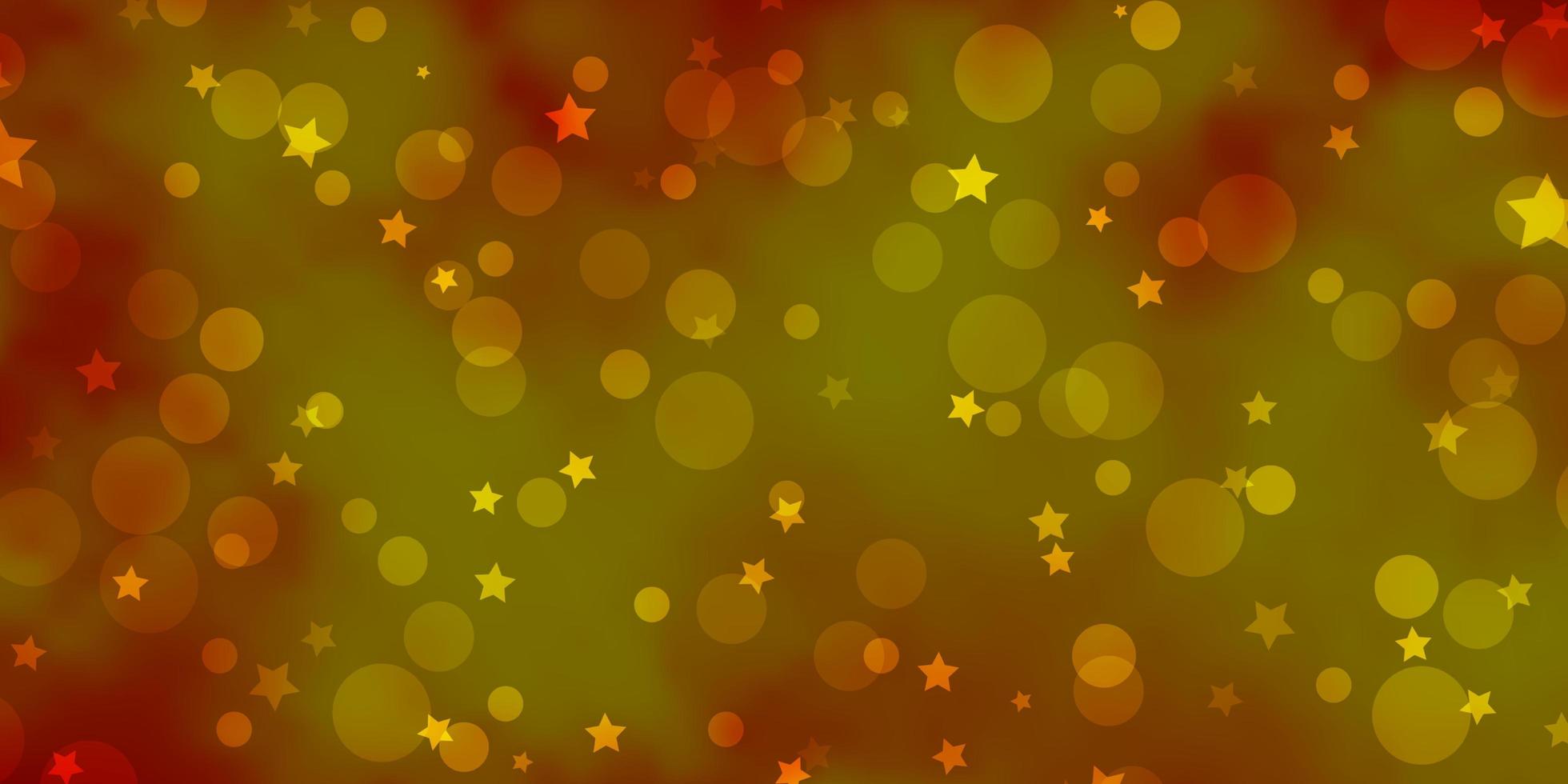 padrão de vetor laranja claro com círculos, estrelas.