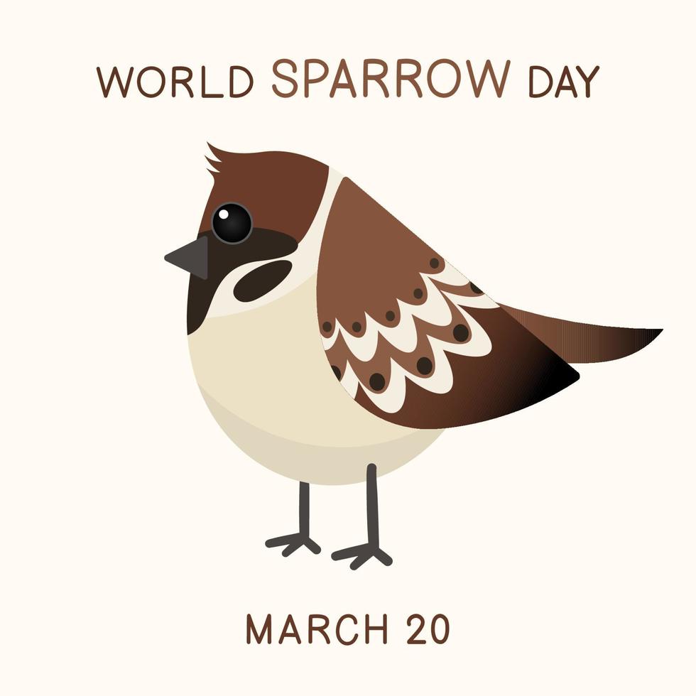 cartão de dia mundial do pardal. pássaro de desenho animado. ilustração vetorial isolada vetor