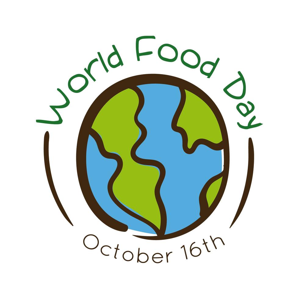 letras de celebração do dia mundial da comida com estilo plano terra vetor