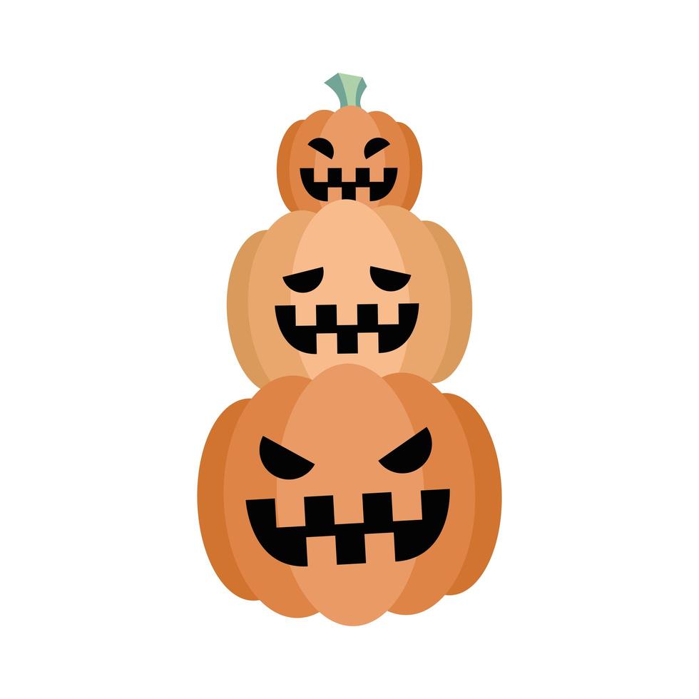 desenho vetorial de desenhos animados de abóboras de halloween vetor