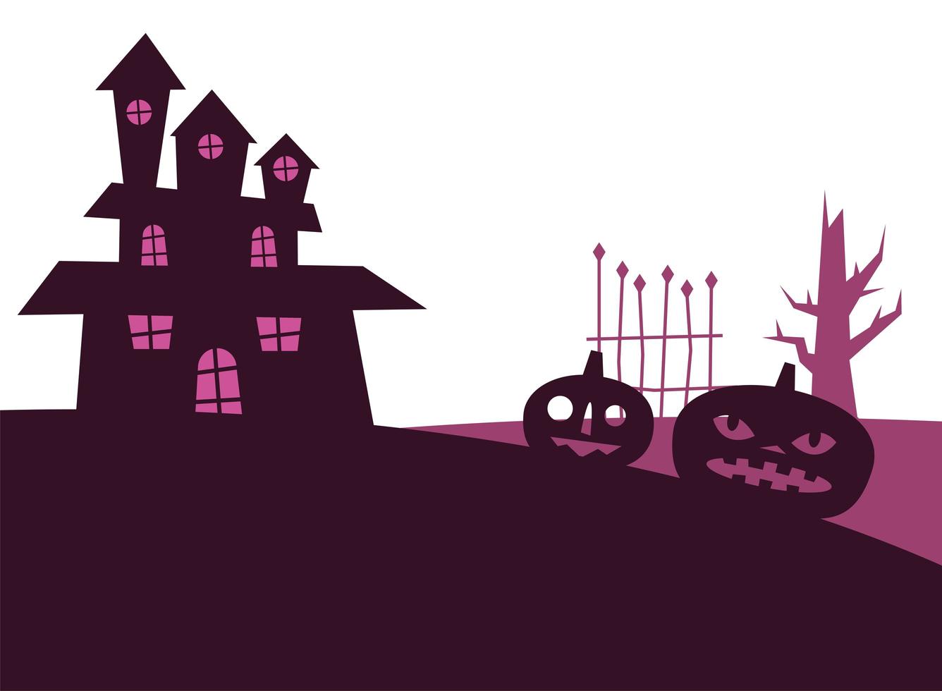 abóboras de halloween e desenho vetorial de casa vetor