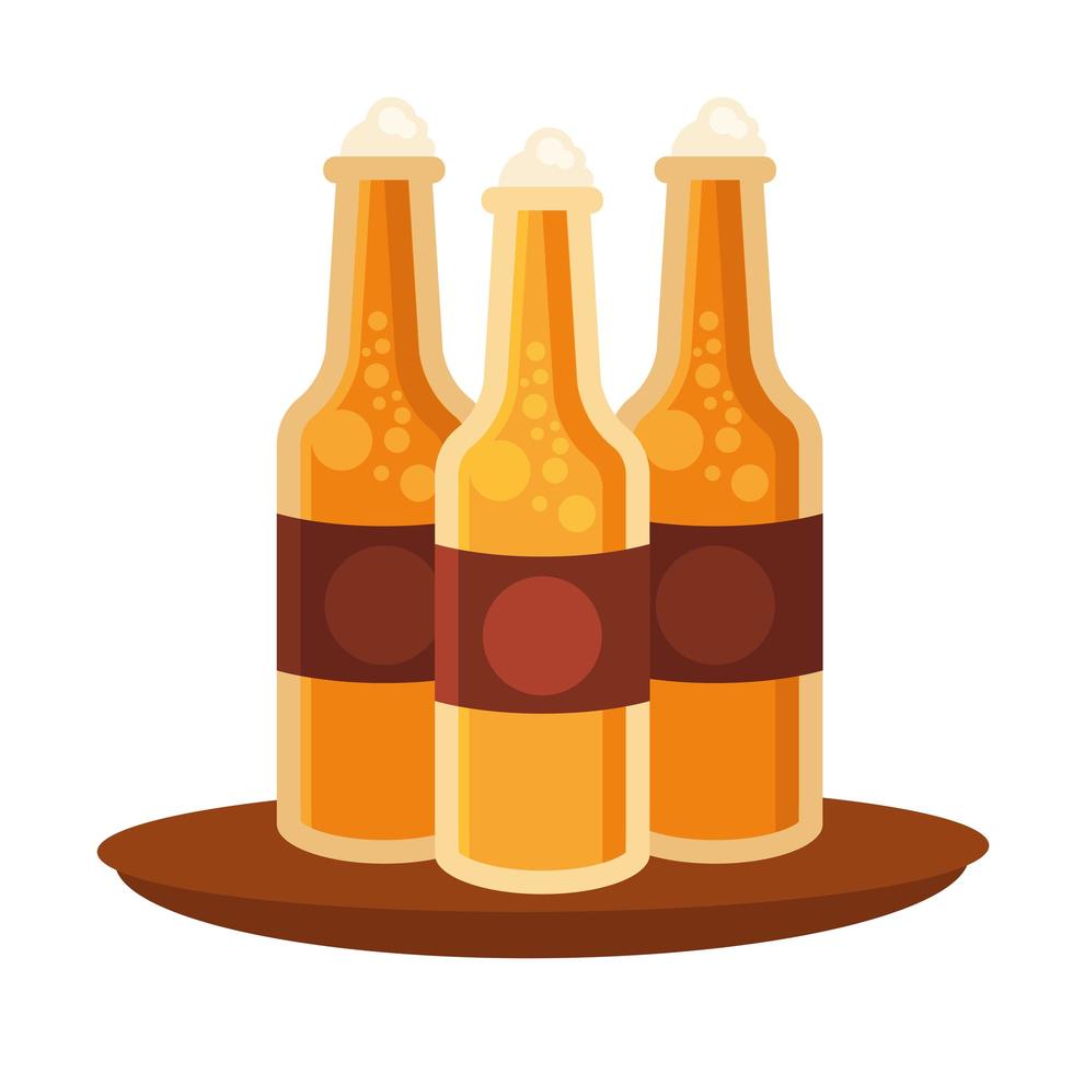 garrafas de cerveja em desenho vetorial de bandeja vetor