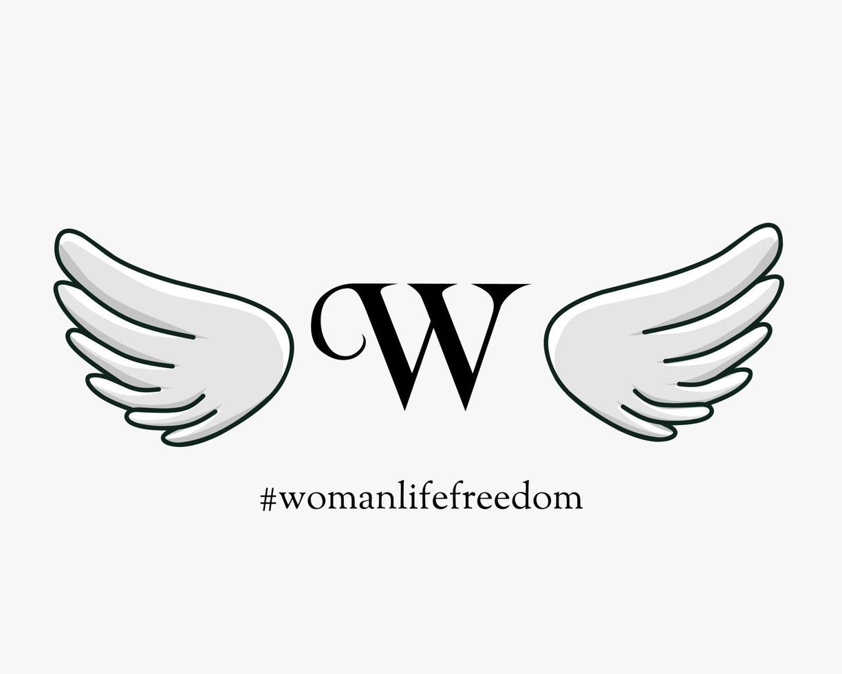 vetor de ilustração da liberdade de vida da mulher com duas asas perfeitas para cartaz, banner, etc