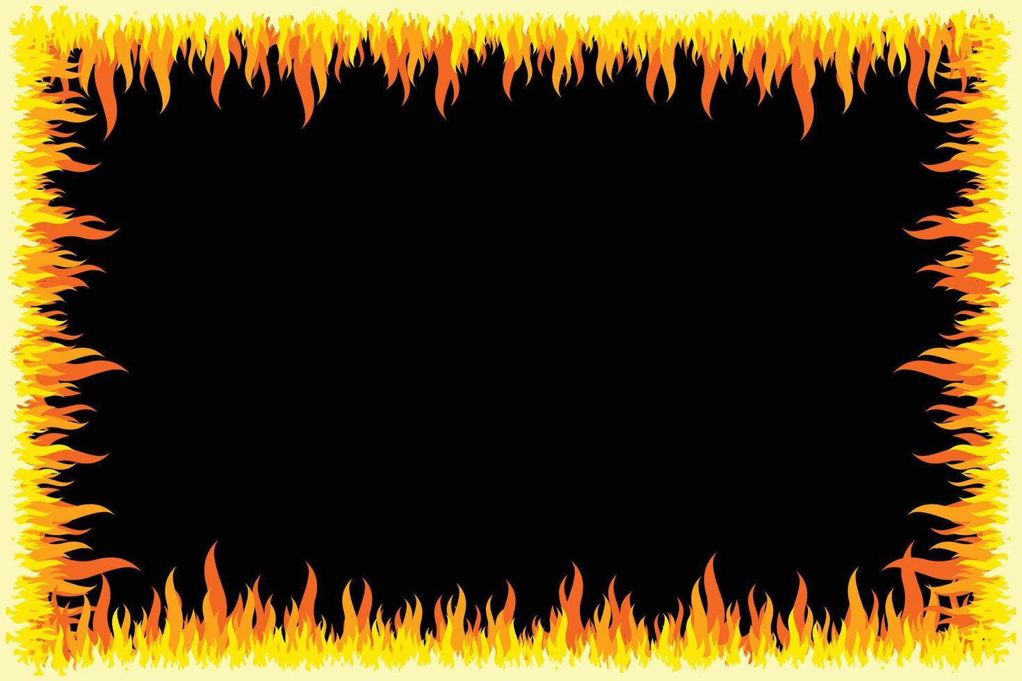 borda de efeito de chamas, moldura com fundo preto vetor