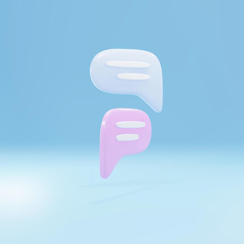 bolha de bate-papo rosa e azul mínima. conceito de mensagens de mídia social. ilustração vetorial. vetor