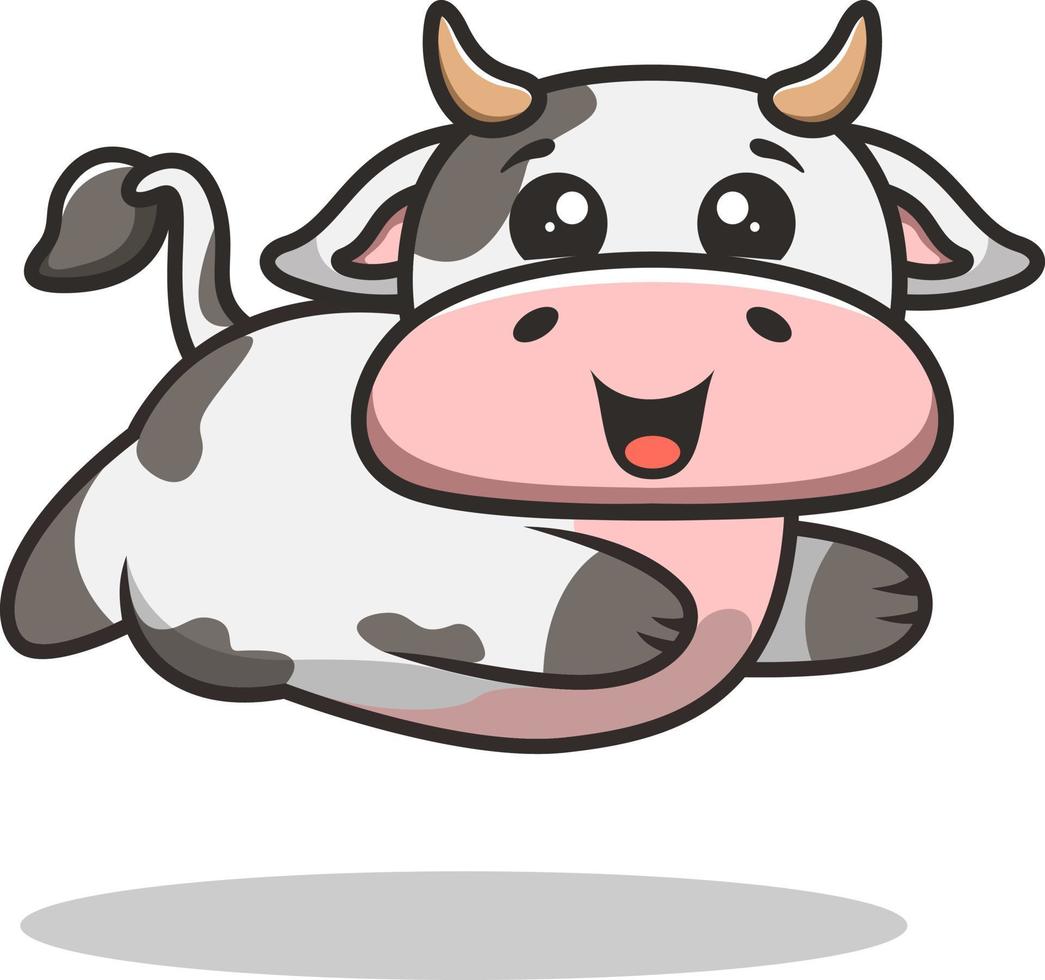 logotipo de mascote de vaca fofa voadora vetor