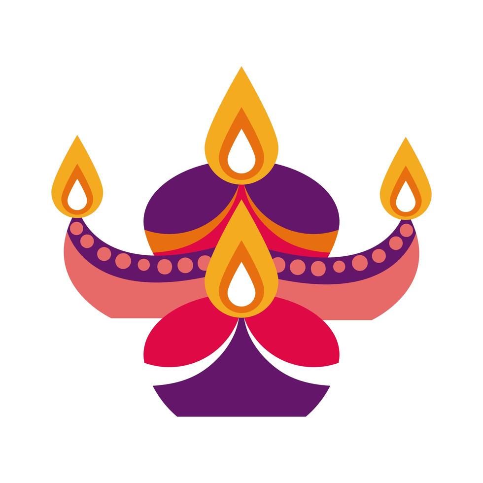 ícone de estilo simples de velas Diwali em caldeirão decorativo vetor