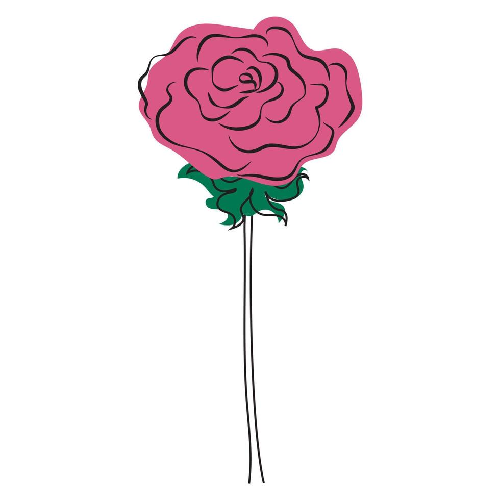 ilustração minimalista. o contorno de uma flor de forma simples. ilustração vetorial isolada no fundo branco. vetor