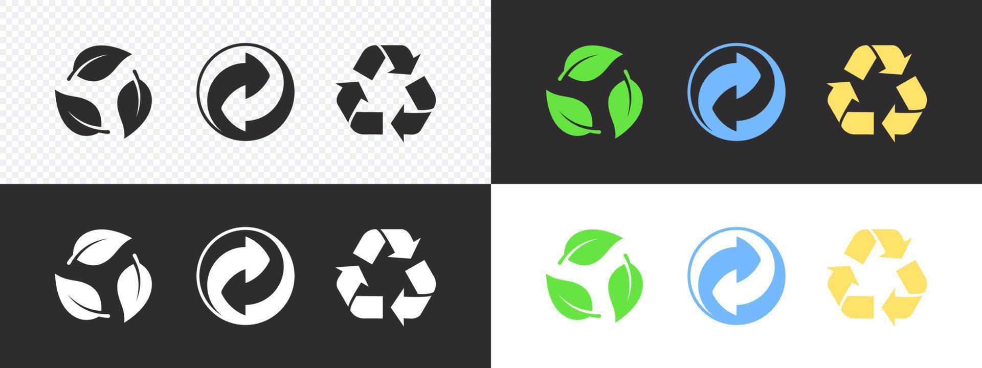 conjunto de lixeiras. ícones de latas de lixo para diferentes tipos de resíduos. ilustração vetorial vetor