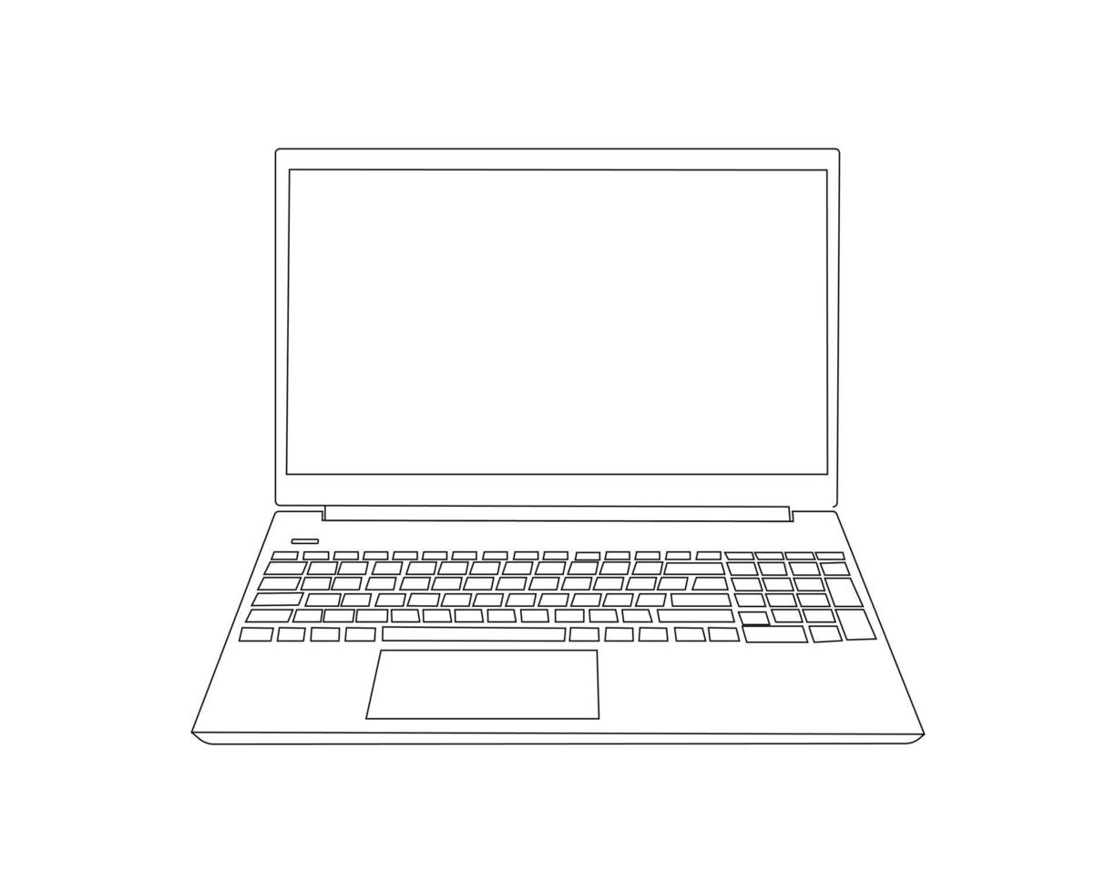 ilustração vetorial de arte de linha de laptop vetor