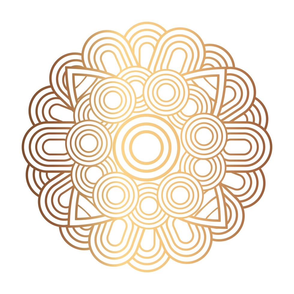 ornamento elegante, mandala redonda na cor dourada vetor