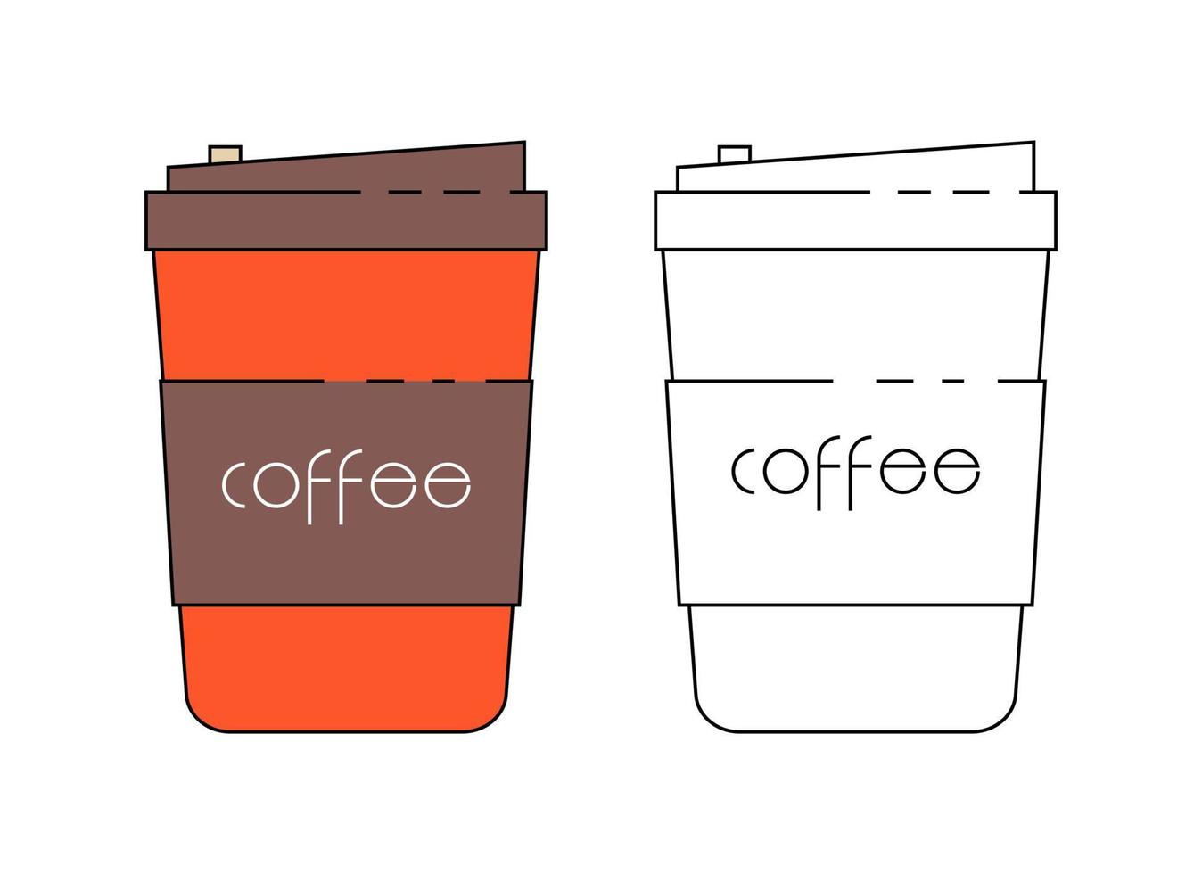 Copo de papel. xícaras para café quente e chá. bebida de recipiente para ilustração quente de café, café ou chá. vetor eps110