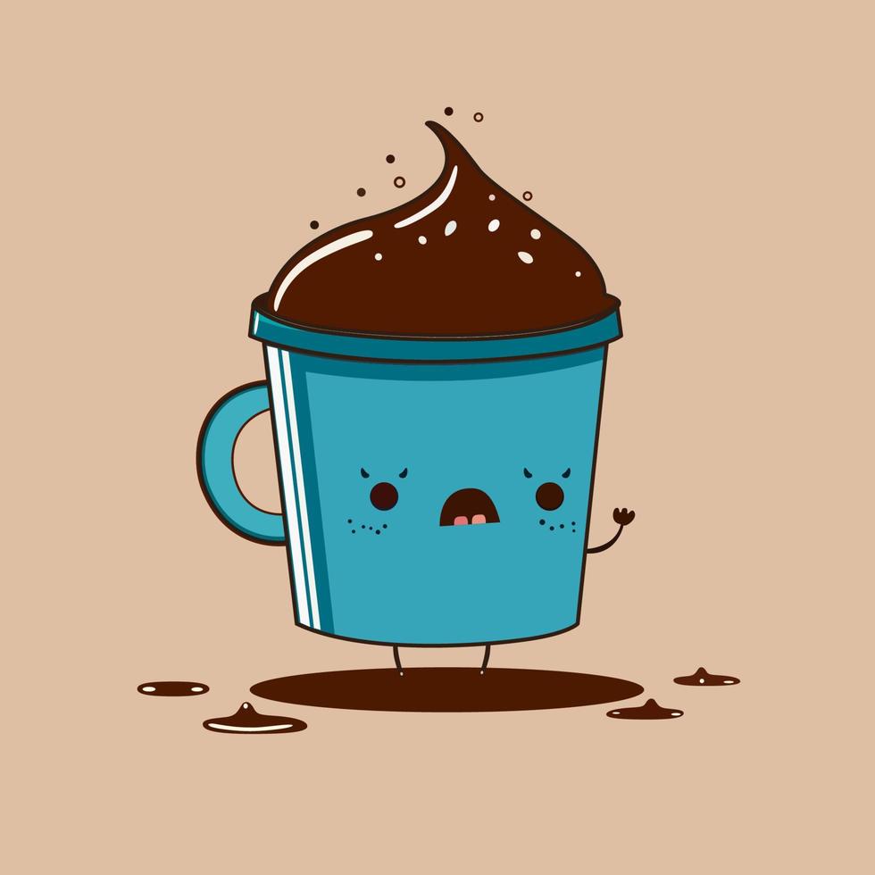ilustração de vetor de xícara de café engraçada e fofa