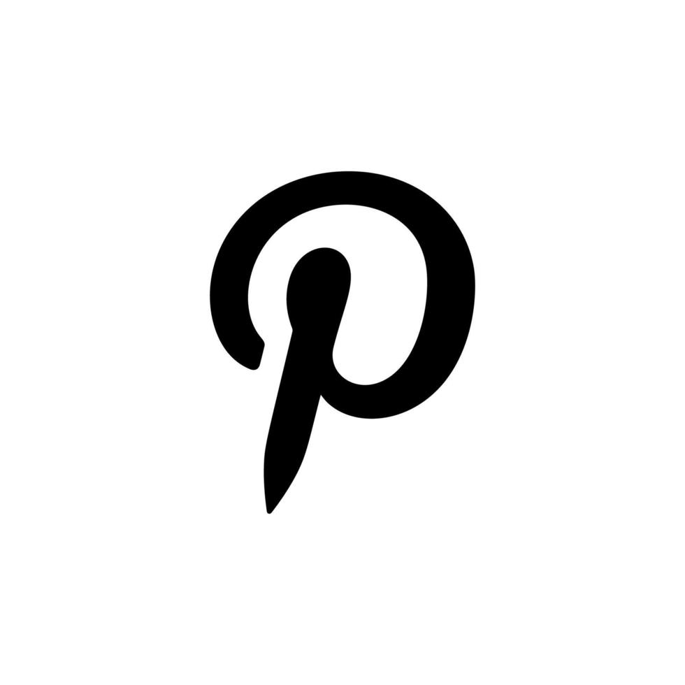 vetor preto do logotipo do pinterest, símbolo do pinterest, vetor grátis de ícone do pinterest