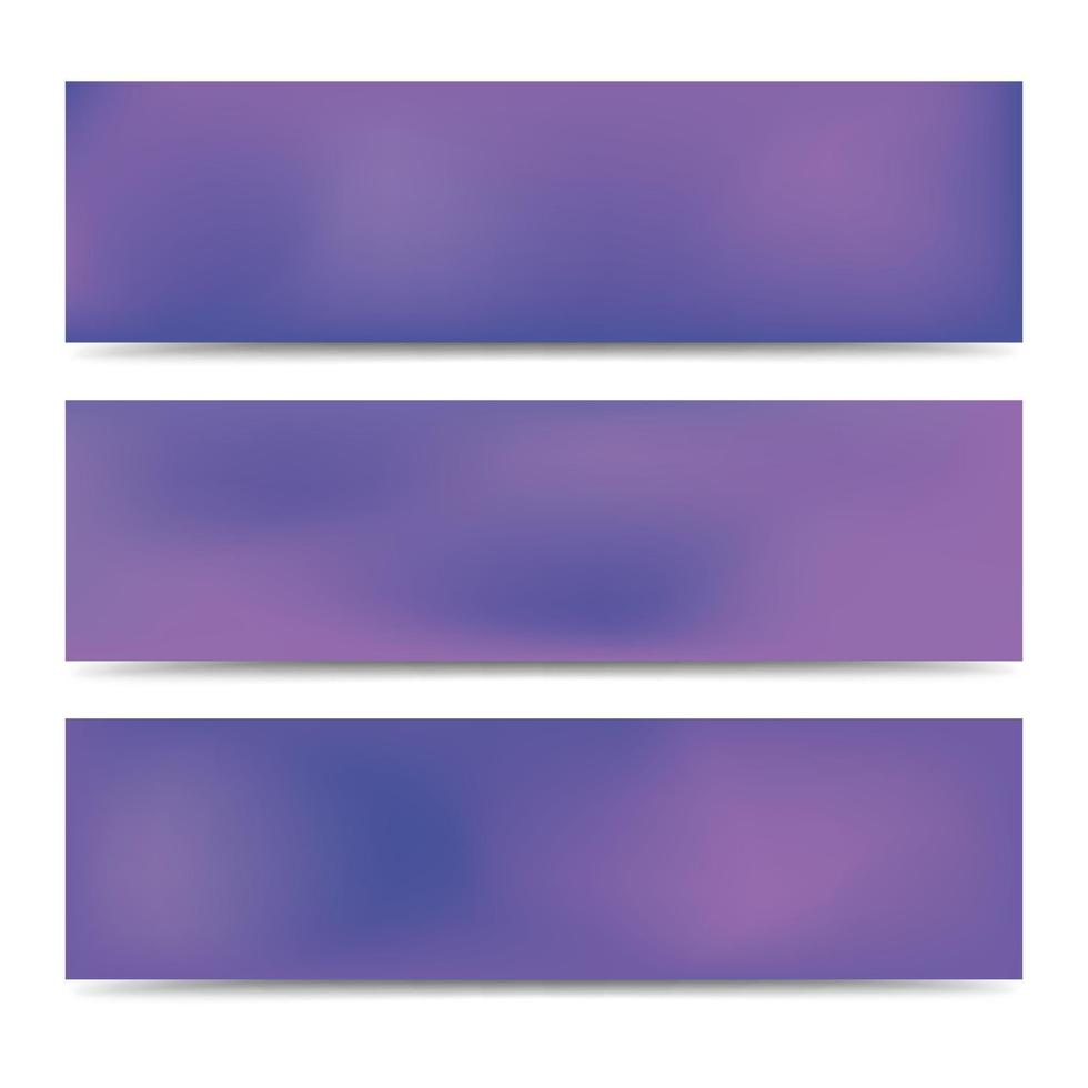 conjunto de banners de gradiente roxo desfocado abstrato suave. fundo multicolorido criativo abstrato. ilustração vetorial vetor