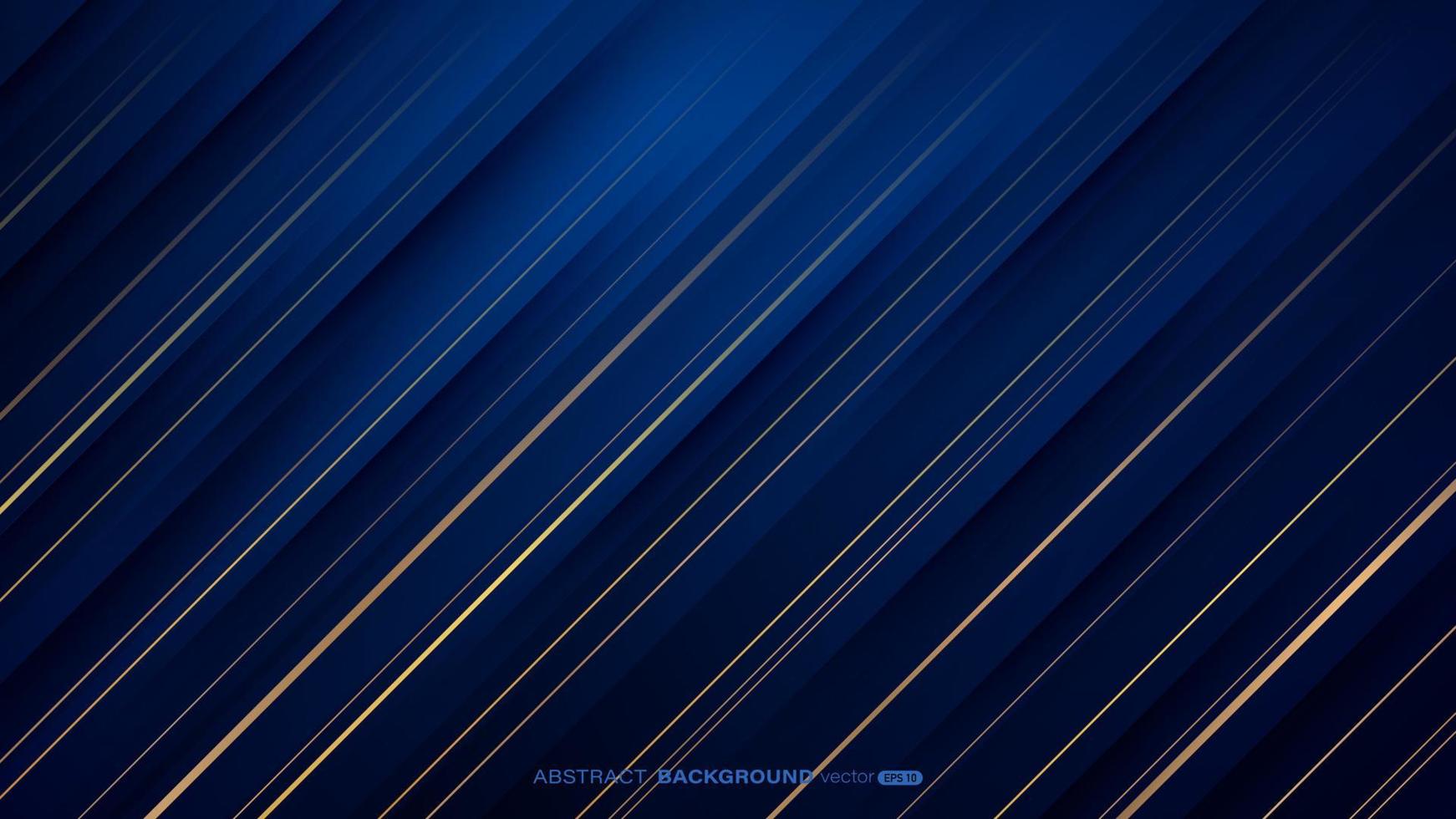 linha de ouro diagonal abstrata listrada com luz brilhando no fundo azul escuro vetor