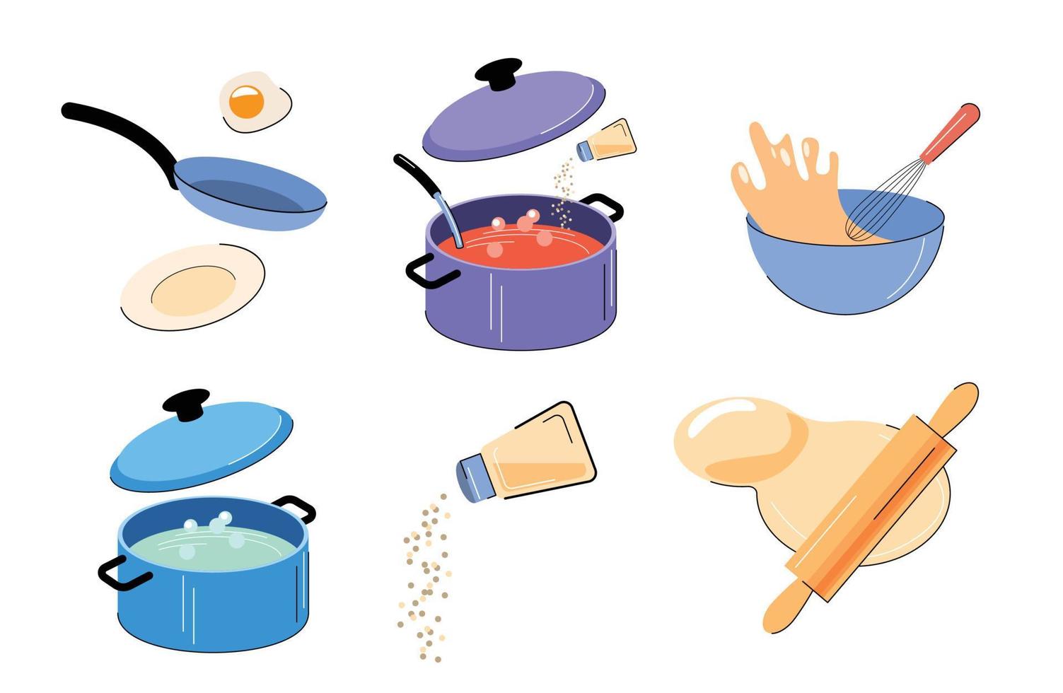 conjunto de ilustração vetorial de cozinha para cozinhar vetor