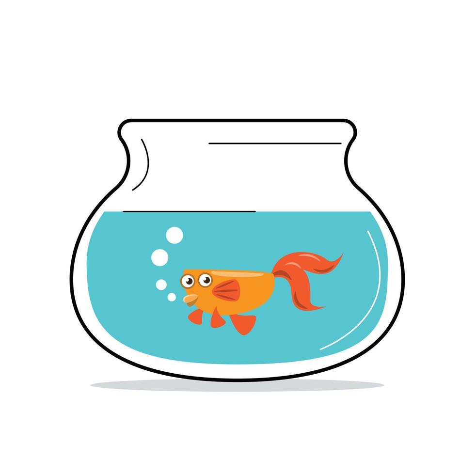 aquário com ilustração vetorial de peixe dourado vetor