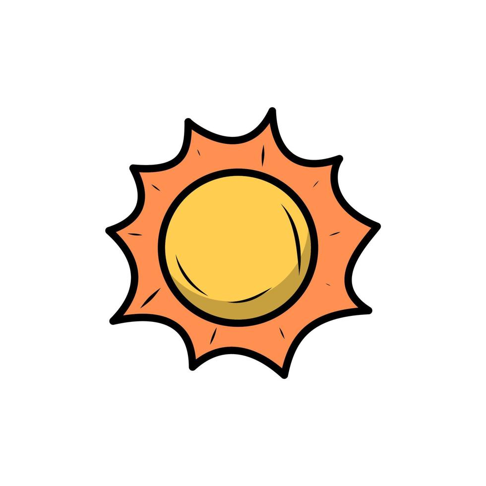ilustração vetorial de sol com um estilo bonito desenhado à mão isolado no fundo branco vetor