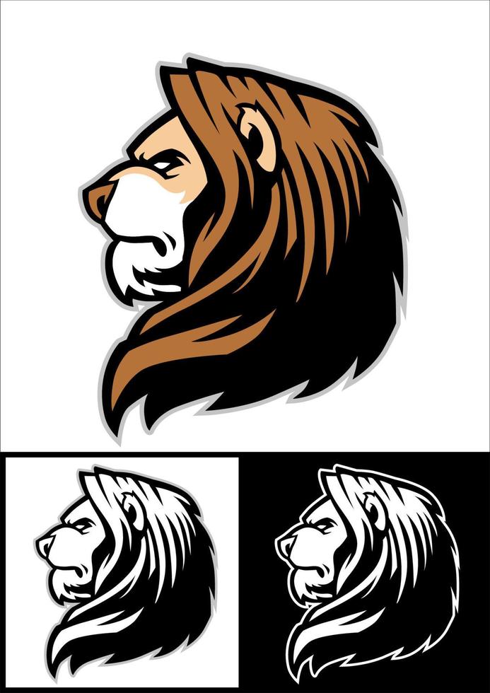 conjunto de mascote cabeça de leão vetor