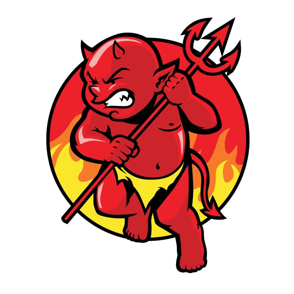 estilo de logotipo de mascote de personagem de menino do diabo vetor