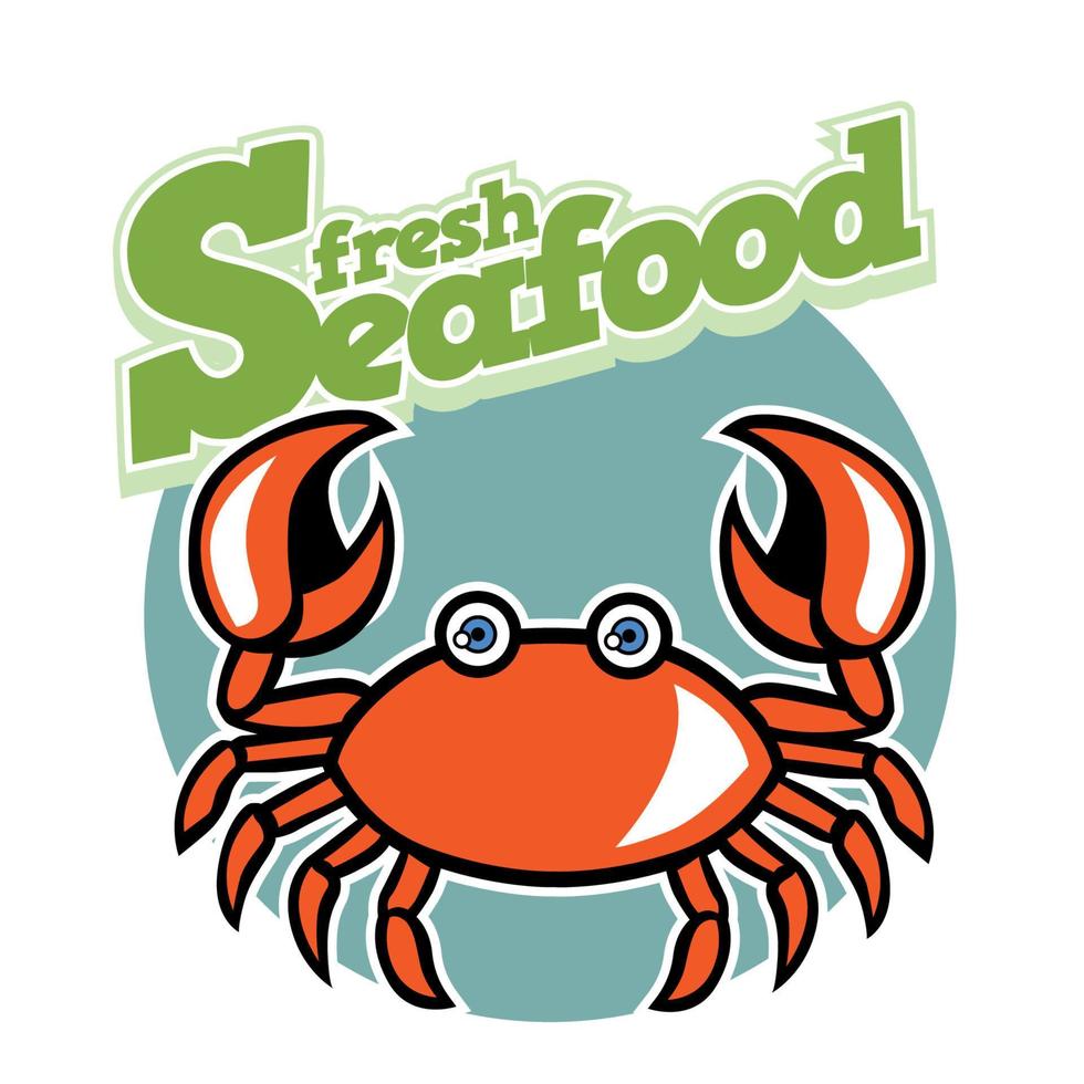 logotipo de mascote de frutos do mar dos desenhos animados de caranguejo vetor