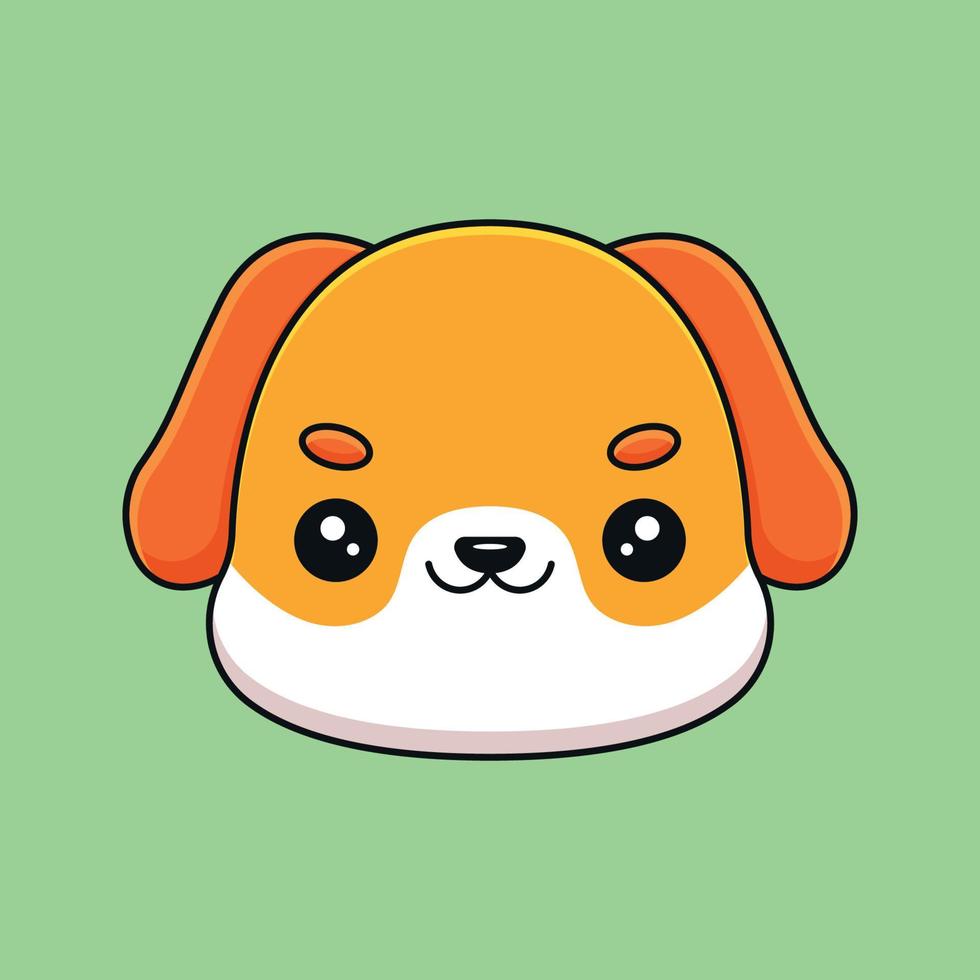 cabeça de cachorro bonito mascote dos desenhos animados rabisco arte mão desenhada contorno conceito vetor ilustração ícone kawaii