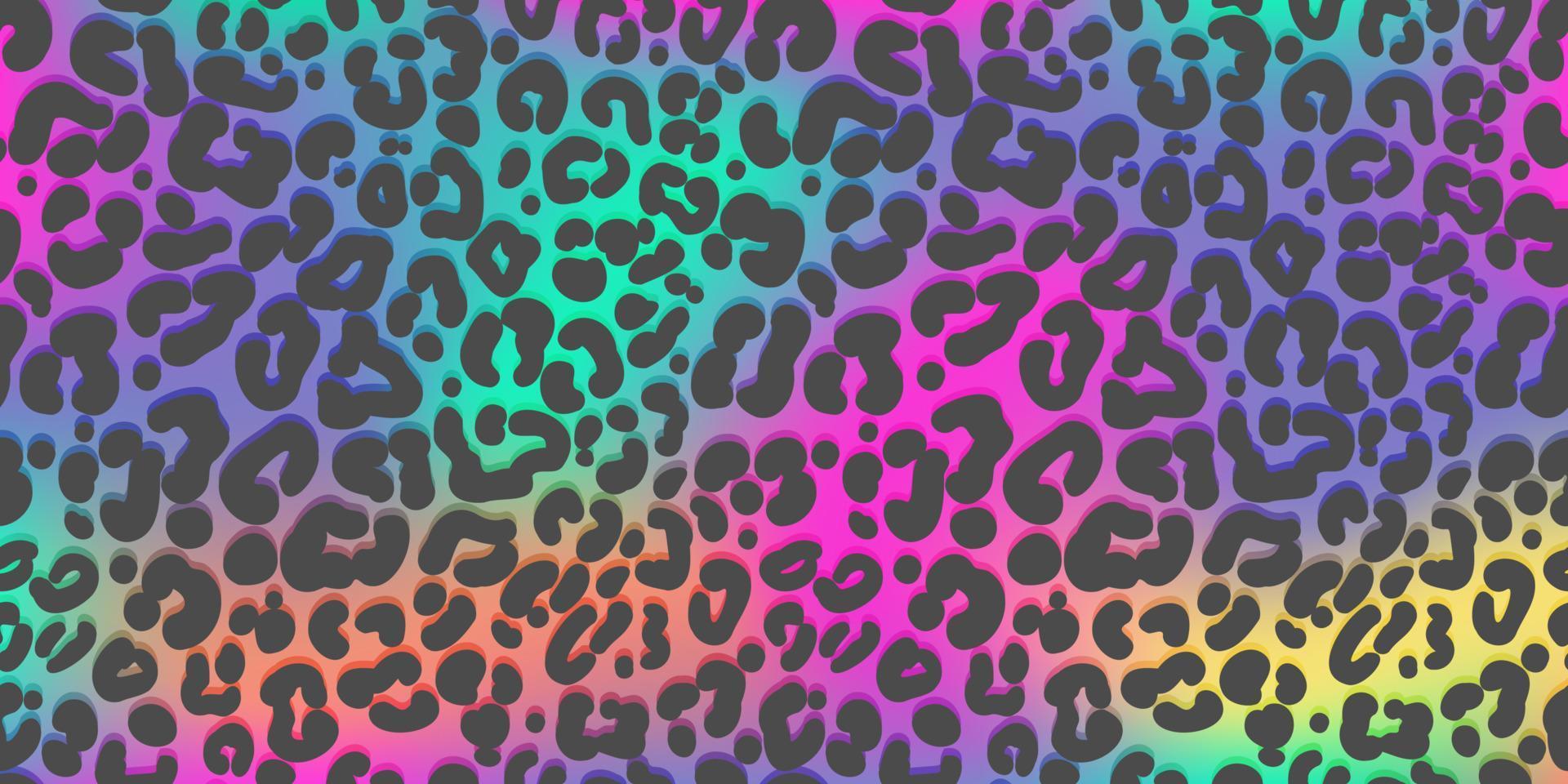 padrão de leopardo neon. fundo manchado da cor do arco-íris. impressão animal do vetor. papel de parede vetor