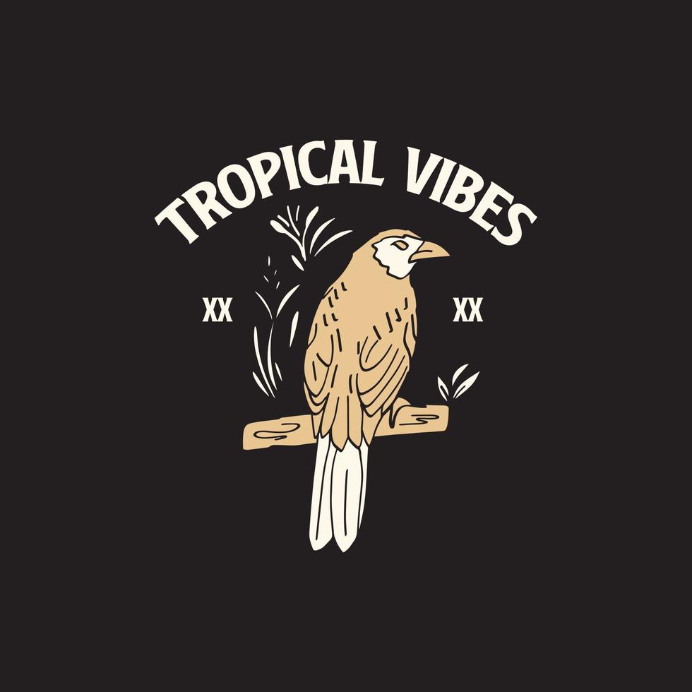 ilustração de pássaro de vibração tropical design de arte vintage vetor