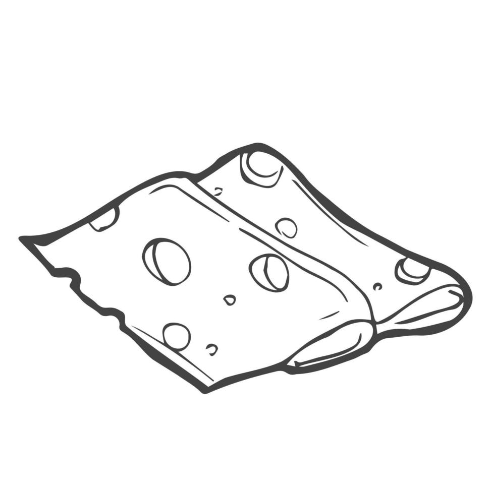 pilha de fatias de queijo finas esboçar ícone de logotipo de vetor de ilustração de rabiscos desenhados à mão