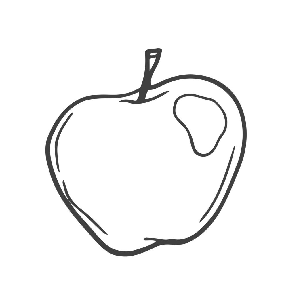 ícone de doodle de contorno desenhado de mão de frutas de maçã. fruta fresca e saudável - ilustração de esboço de vetor de maçã para impressão, web, mobile e infográficos isolados no fundo branco.