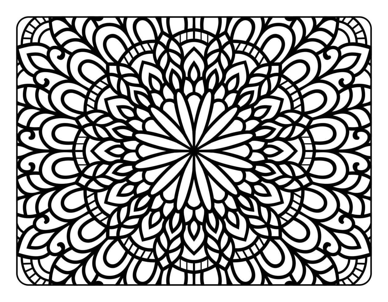 página de coloração de mandala adulta para relaxamento, página de coloração para adulto, página de livro de colorir com arte de padrão de mandala floral vetor