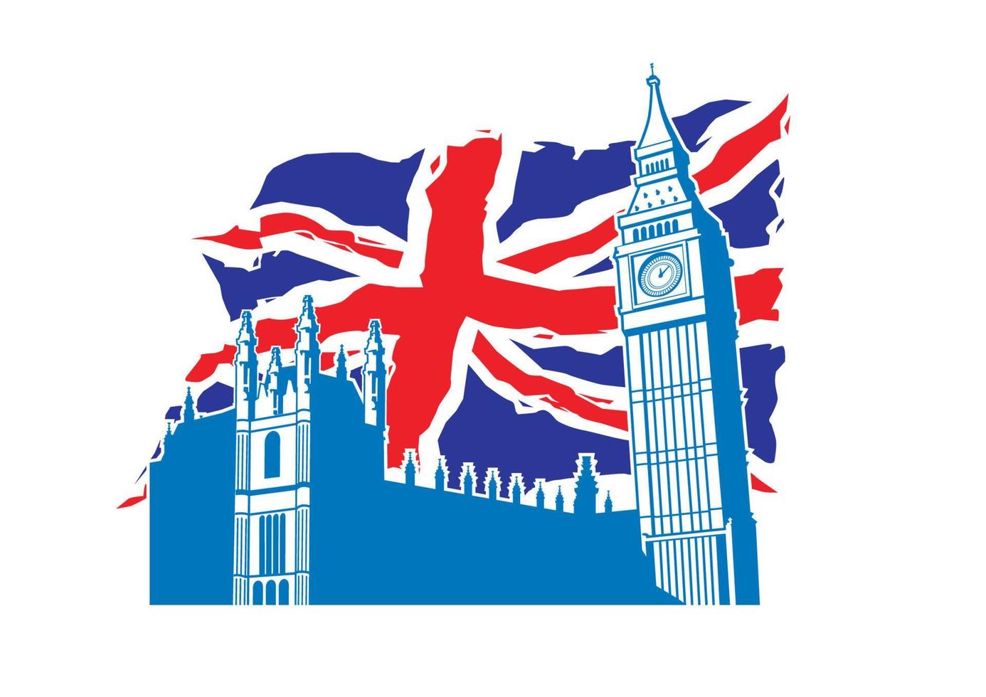 big ben de londres com fundo de bandeira union jack vetor