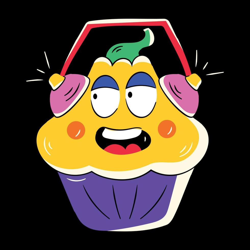 cupcake fofo da moda vetor