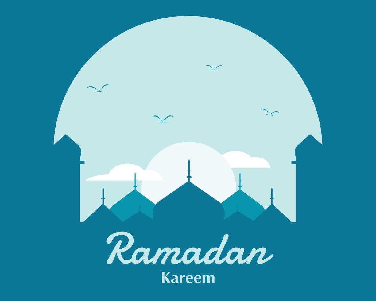 ilustração de mesquita plana do ramadã kareem vetor