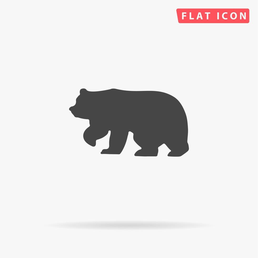 urso. símbolo liso preto simples com sombra no fundo branco. pictograma de ilustração vetorial vetor