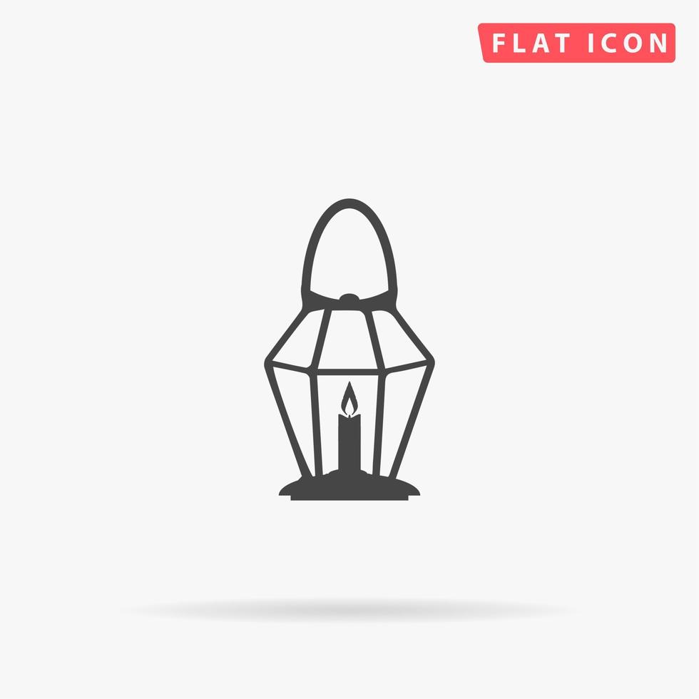 lanterna. símbolo liso preto simples com sombra no fundo branco. pictograma de ilustração vetorial vetor
