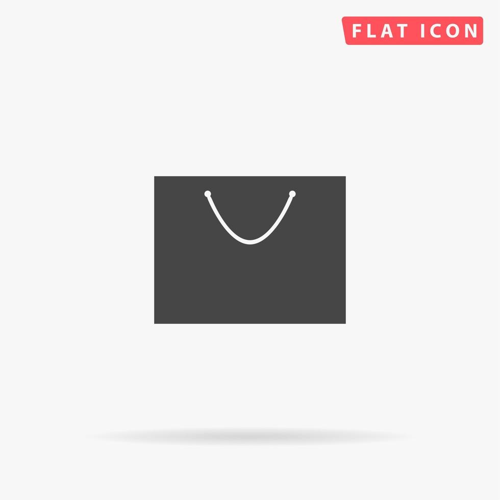 sacola de compras simples. símbolo liso preto simples com sombra no fundo branco. pictograma de ilustração vetorial vetor