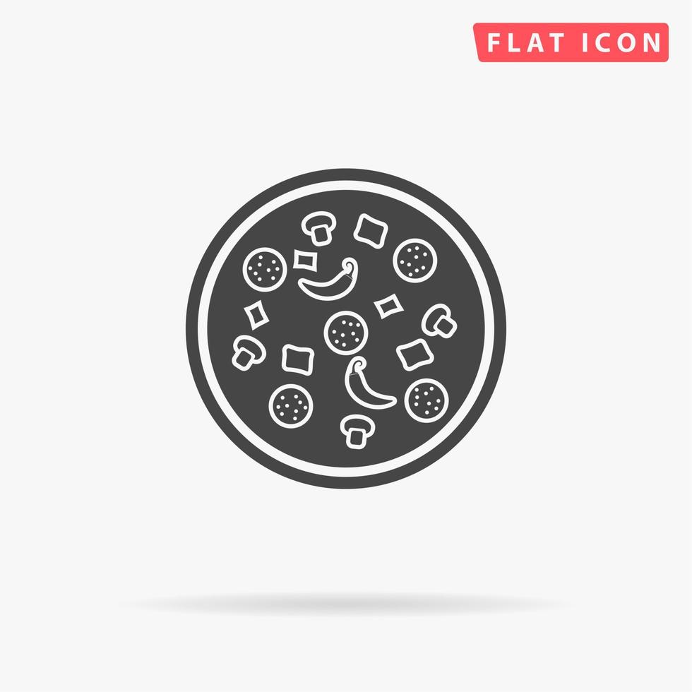 pizza. símbolo liso preto simples com sombra no fundo branco. pictograma de ilustração vetorial vetor