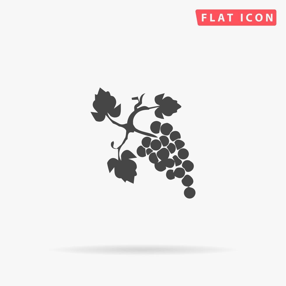 cacho de uvas. símbolo liso preto simples com sombra no fundo branco. pictograma de ilustração vetorial vetor