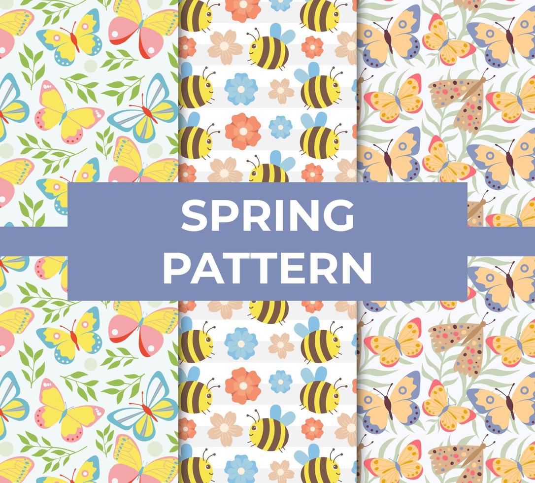 coleção de padrão de primavera. ornamento para ilustração vetorial colorida de pacote em estilo simples vetor
